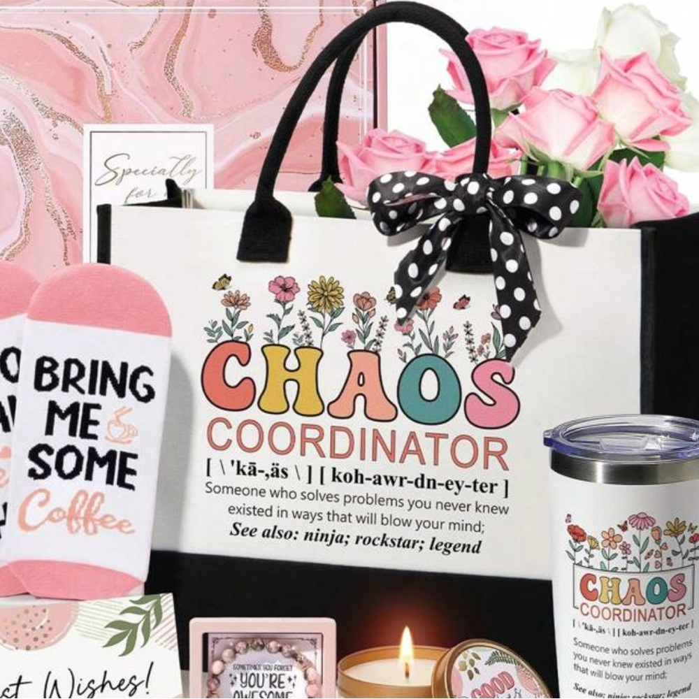 Chaos Coordinator Graphic Tote Bag & zipper pouch NWT